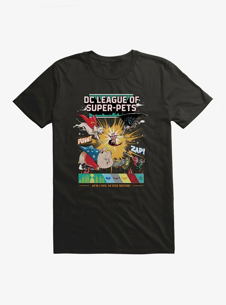 DC League Of Super-Pets We Stick Together Comic Style T-Shirt