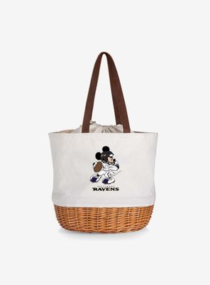 Disney Mickey Mouse NFL Baltimore Ravens Canvas Willow Basket Tote