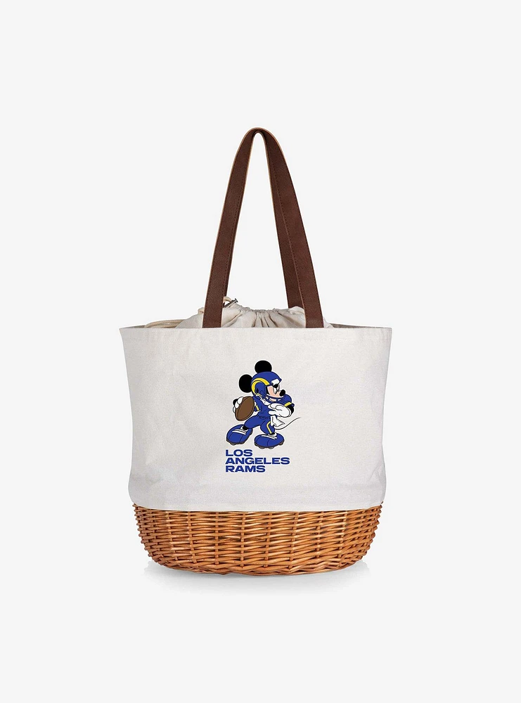 Disney Mickey Mouse NFL Los Angeles Rams Canvas Willow Basket Tote