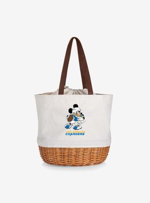 Disney Mickey Mouse NFL Los Angeles Chargers Canvas Willow Basket Tote