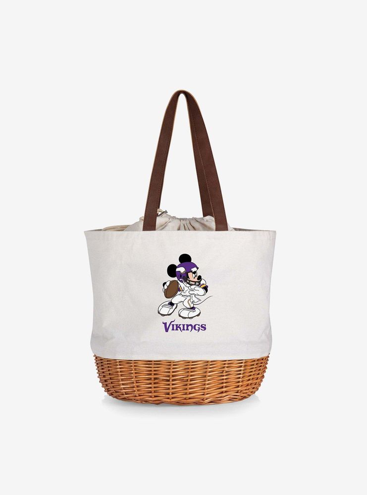 Disney Mickey Mouse NFL Minnesota Vikings Canvas Willow Basket Tote