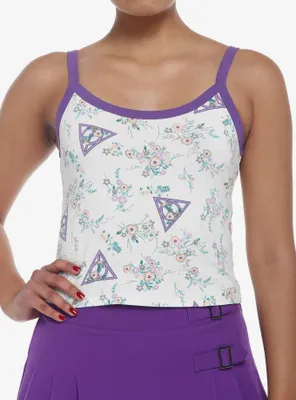 Harry Potter Deathly Hallows Floral Girls Crop Cami