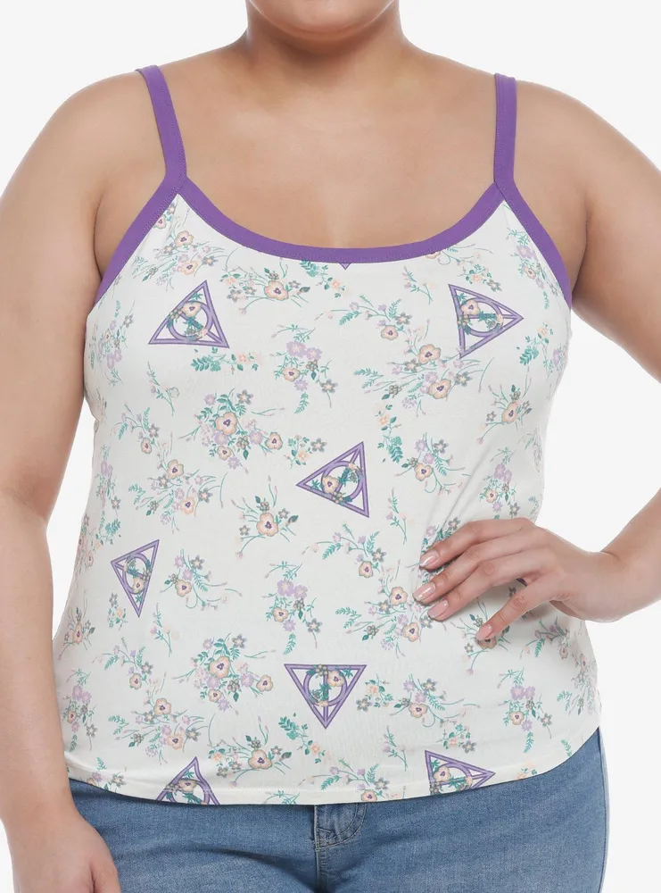 Hot Topic Harry Potter Deathly Hallows Floral Girls Crop Cami Plus
