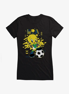 Looney Tunes Tweety Football Brazil Girls T-Shirt