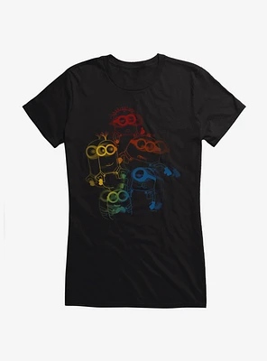 Minions Rainbow Retro 3D Art Girls T-Shirt