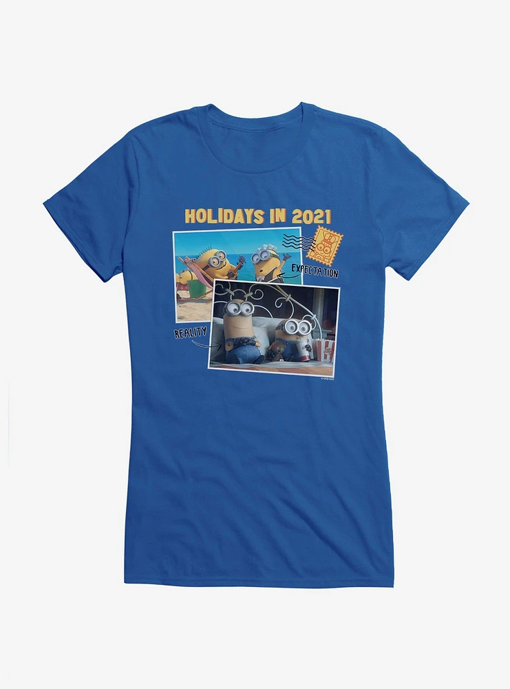 Minions Holidays 2021 Expectation Vs Reality Girls T-Shirt