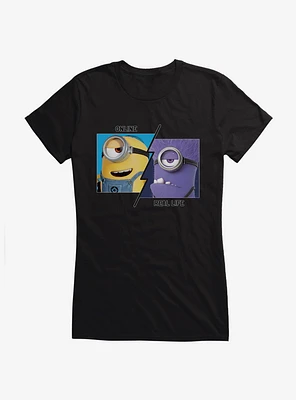 Minions Online Vs Real Life Girls T-Shirt