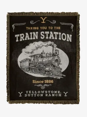 Yellowstone Train Station Woven Jacquard Throw Blanket