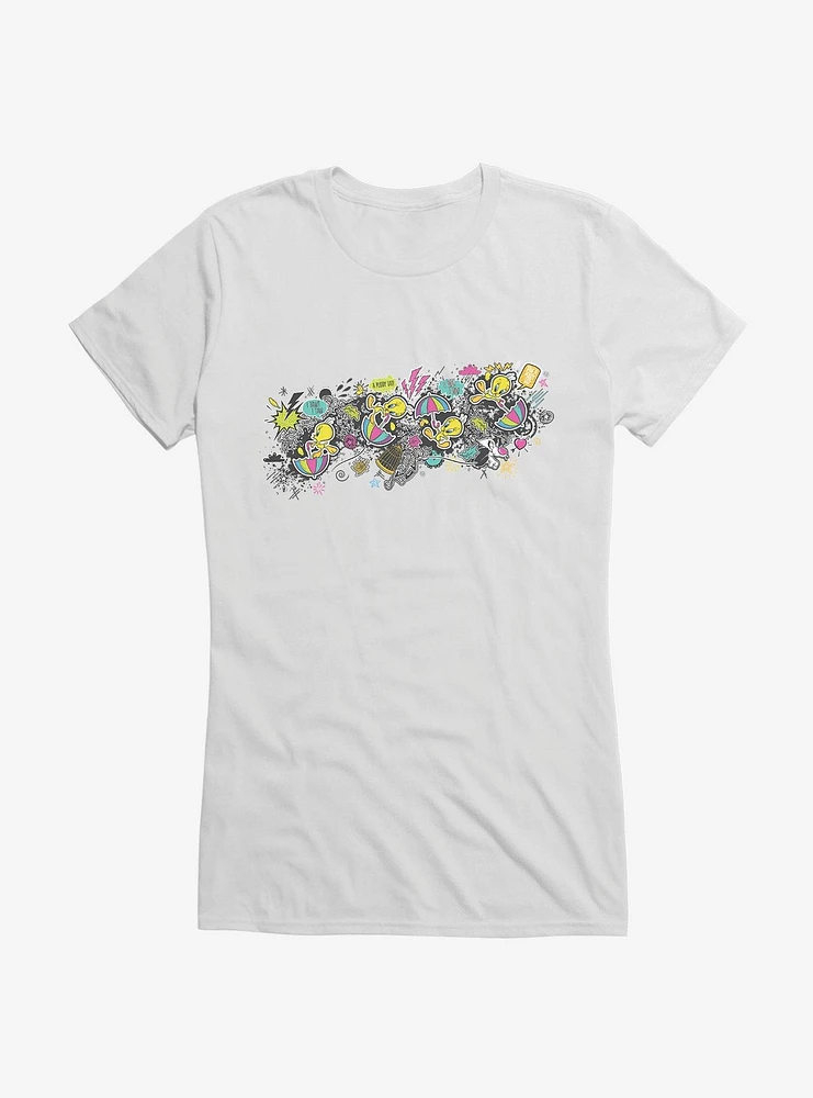 Looney Tunes Tweety Colorful Doodle Girls T-Shirt