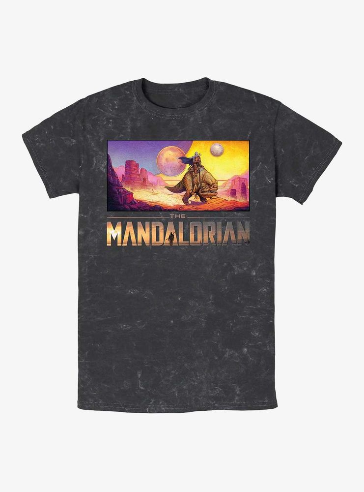 Star Wars Colorful Mandalorian Landscape Mineral Wash T-Shirt
