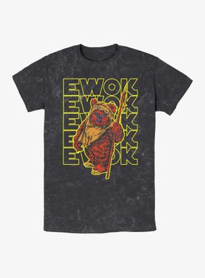 Star Wars Retro Ewok Big Halftones Mineral Wash T-Shirt