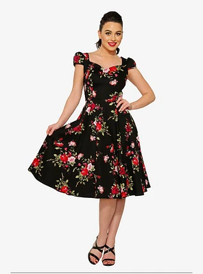 Black Red Floral Dress