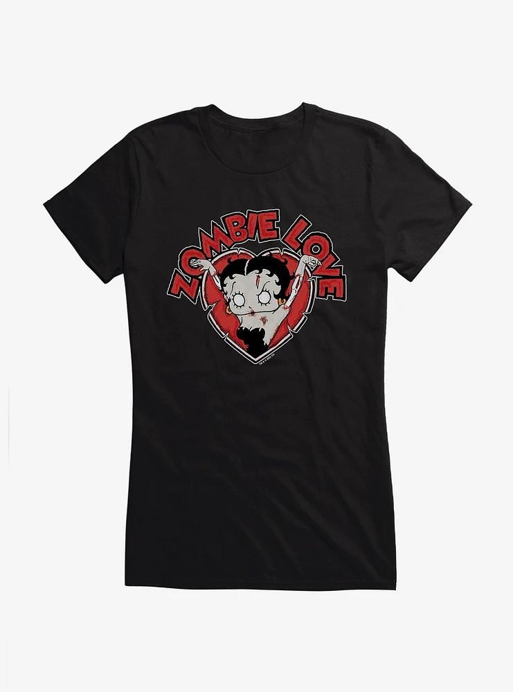 Betty Boop Zombie Love Heart Girls T-Shirt