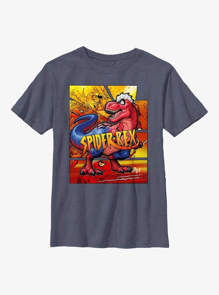 Marvel Spider-Rex Comic Panels Youth T-Shirt