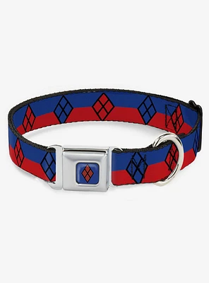 DC Comics Harley Quinn Diamond Stripe Seatbelt Buckle Dog Collar