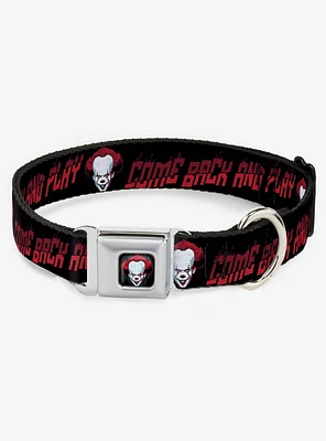 IT Chapter Two Pennywise Face Come Back and Play Black Seatbelt Buckle Dog Collar