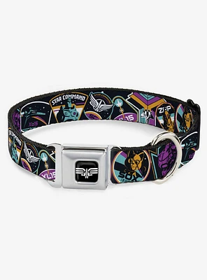 Disney Pixar Lightyear Mission Patches Collage Multicolor Seatbelt Buckle Dog Collar