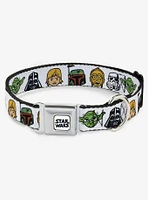 Star Wars Character Faces White Seatbelt Buckle Dog Collar