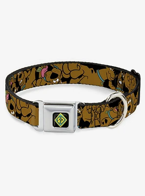 Scooby-Doo! Stacked Close Up Black Seatbelt Buckle Dog Collar