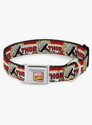 Marvel Thor Hammer Red Yellow White Seatbelt Buckle Dog Collar