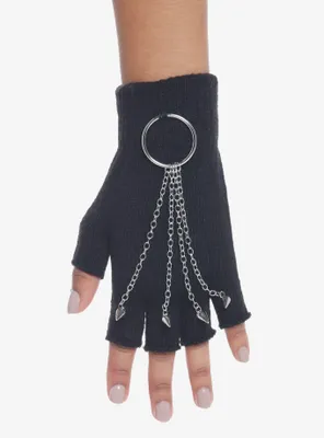 Spike Stud O-Ring Fingerless Gloves
