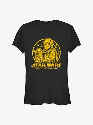 Star Wars The Mandalorian I Go He Goes Girls T-Shirt