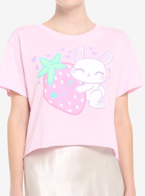 Bunny Strawberry Crop Girls T-Shirt
