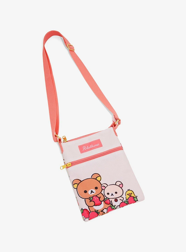 Rilakkuma Strawberry Trio Passport Crossbody Bag