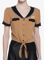 Shadow And Bone Alina Military Girls Tie-Front Woven Button-Up