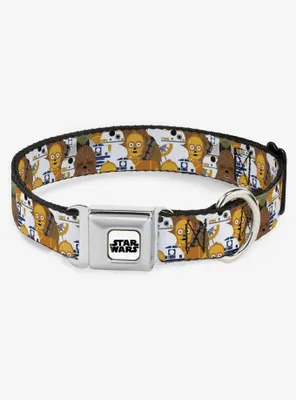 Star Wars Character Poses Stacked Yellow Seatbelt Buckle Dog Collar