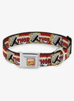 Marvel Thor Hammer Red Yellow White Seatbelt Buckle Dog Collar