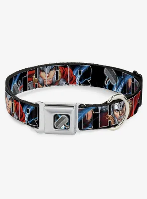 Marvel Thor Poses Hammer Seatbelt Buckle Dog Collar