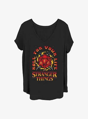 Stranger Things Fire and Dice Girls T-Shirt Plus