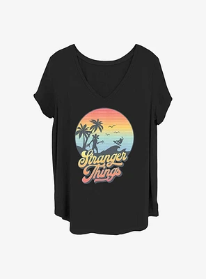 Stranger Things Retro Sun Girls T-Shirt Plus