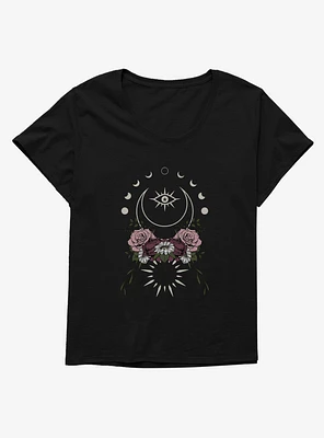 Mystical Eye Floral Moon Girls T-Shirt Plus