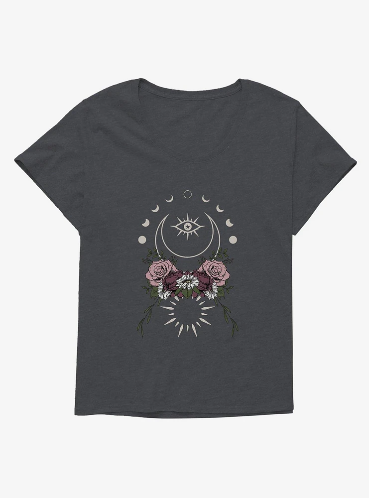 Mystical Eye Floral Moon Girls T-Shirt Plus