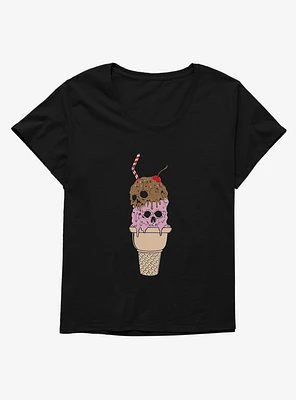 Skull Ice Cream Cone Girls T-Shirt Plus