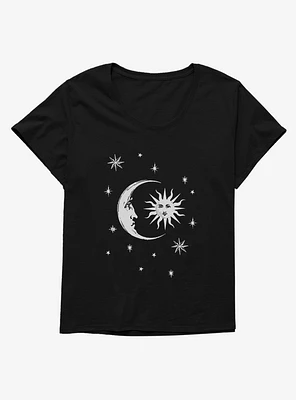 Sun And Moon Starry Art Girls T-Shirt Plus