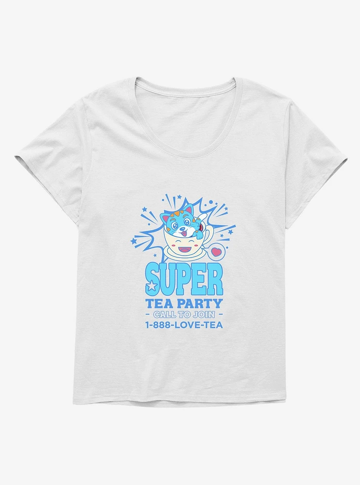 Cats Love Tea Girls T-Shirt Plus