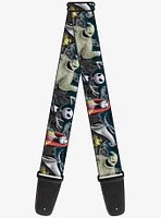 The Nightmare Before Christmas 4 Character Group Cemetery Scene Guitar Strap