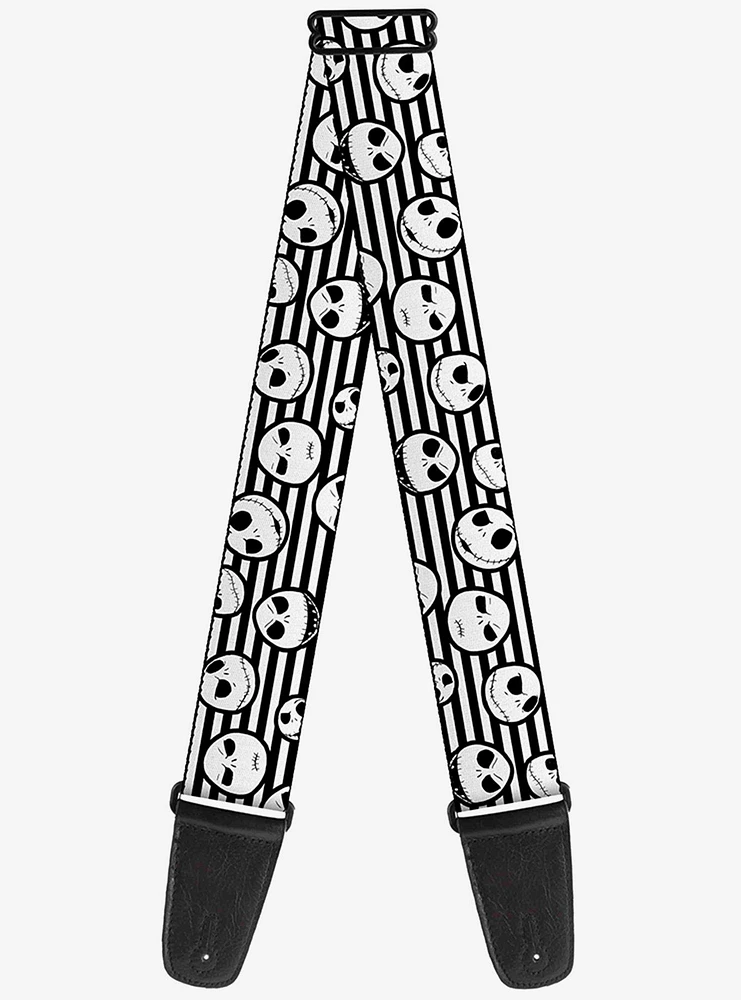 The Nightmare Before Christmas Jack Expressions Stripe White Black Guitar Strap