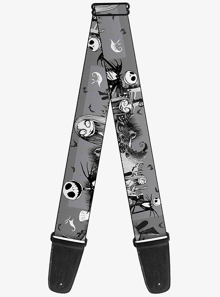 The Nightmare Before Christmas Jack Sally Cemetery Scene Guitar Strap