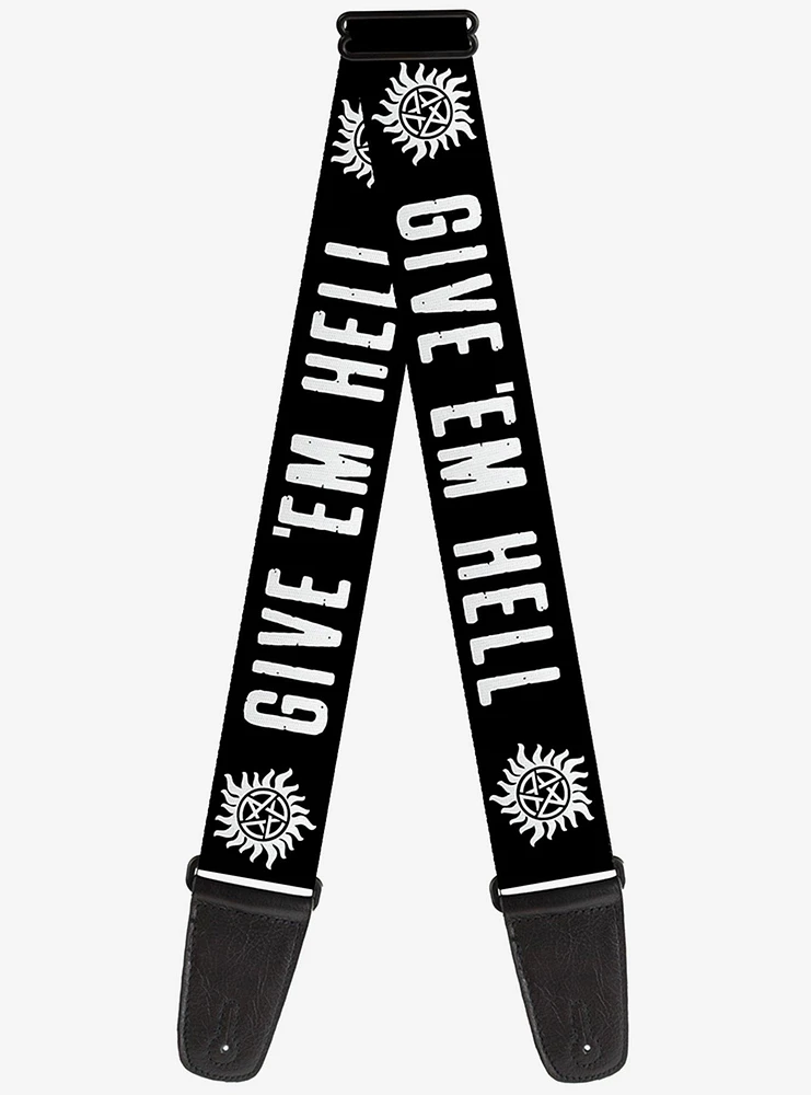 Supernatural Winchester Pentagram Give Em Hell Guitar Strap