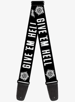 Supernatural Winchester Pentagram Give Em Hell Guitar Strap