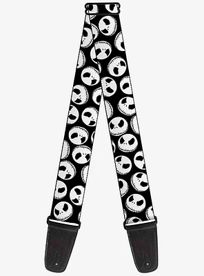 The Nightmare Before Christmas Jack Expressions Scattered Black Guitar Strap