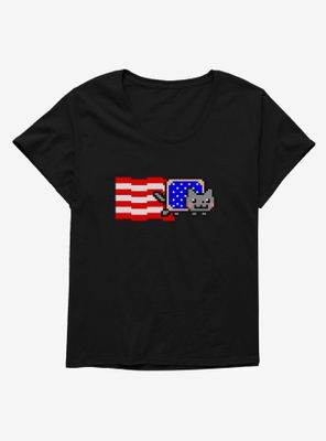 Nyan Cat American Flag Womens T-Shirt Plus