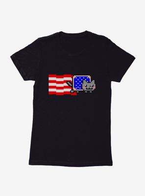 Nyan Cat American Flag Womens T-Shirt