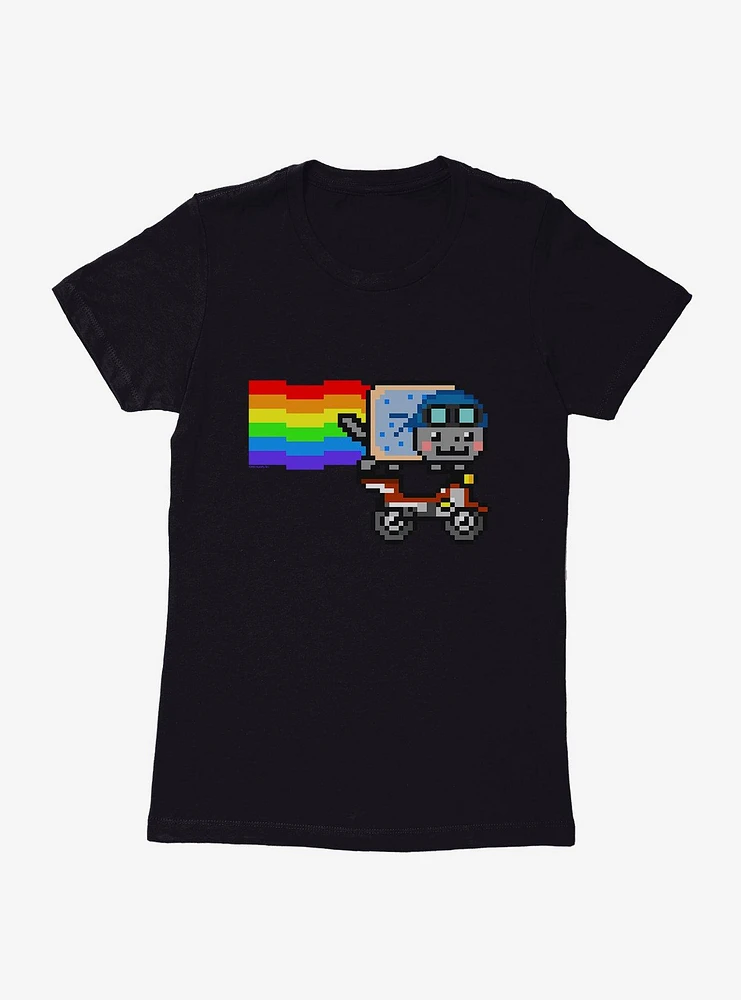 Nyan Cat Biker Womens T-Shirt
