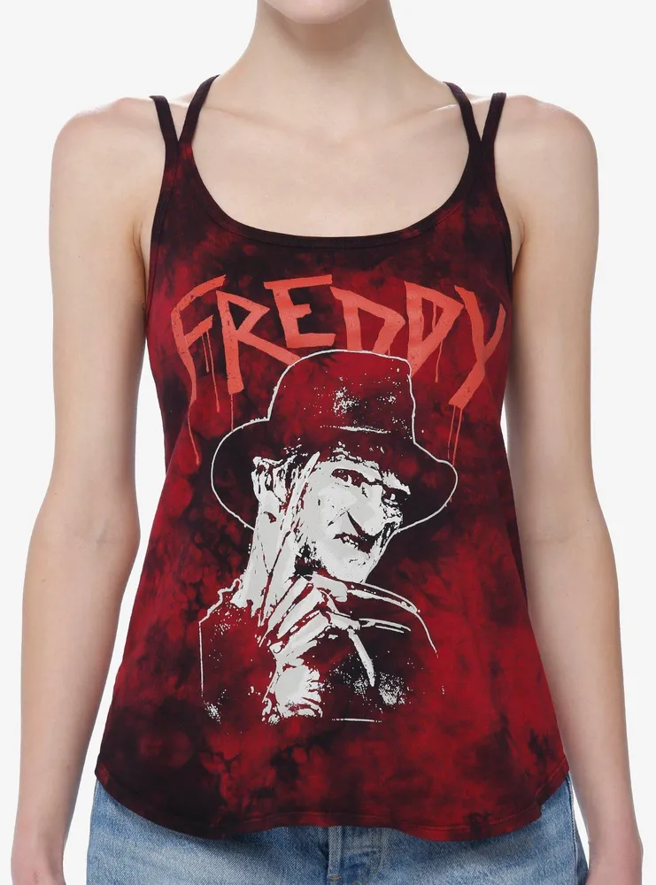 A Nightmare On Elm Street Freddy Tie-Dye Strappy Girls Tank Top