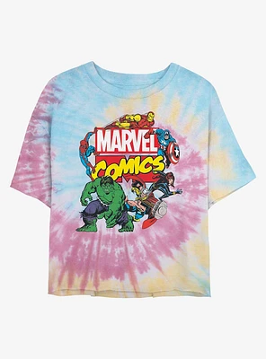 Marvel Avengers Classic Logo Tie Dye Crop Girls T-Shirt